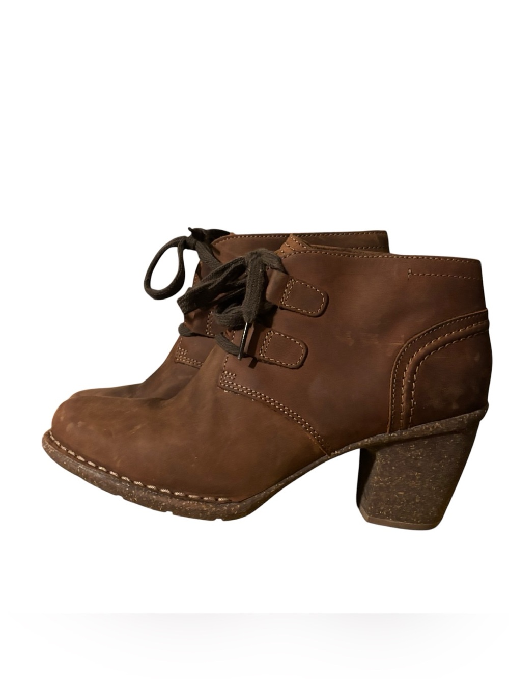 Clarks Unstructured Carleta Lyon Brown Leather Lace-Up Ankle Boots - Women